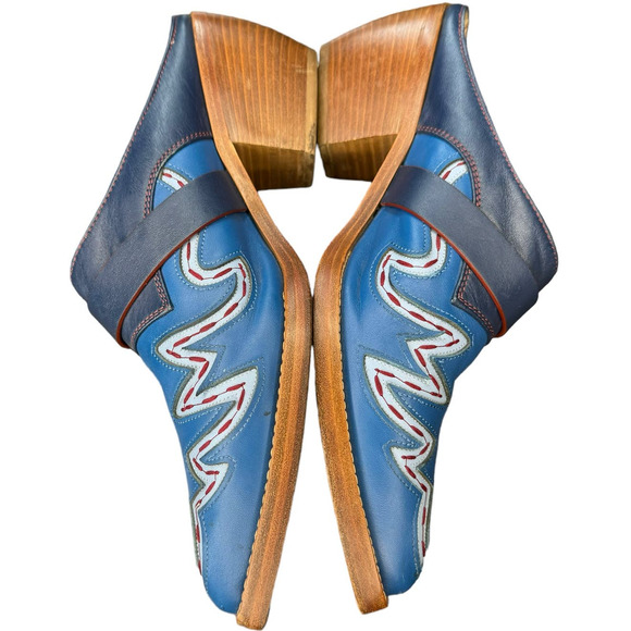 Tommy Hilfiger Collection Womens Blue Cowboy Leather Boot Mules Size 8.5 RARE - Picture 3 of 15